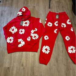 Denim Tears Merch Cotton Wreath Red Tracksuit