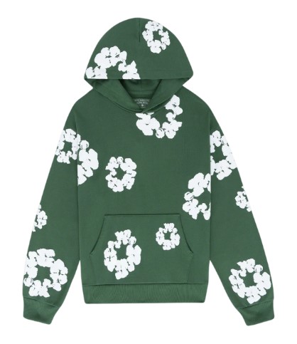 Denim Tears Merch Cotton Rhinestone Green Hoodie